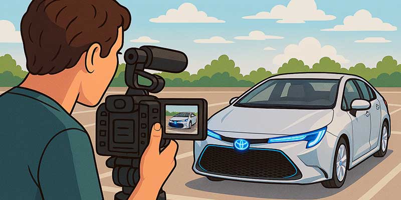 tiro de cámara filmando un automóvil marca Toyota